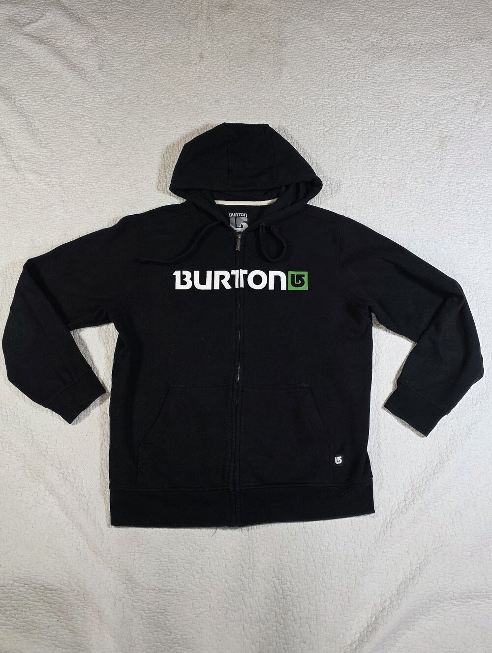 Burton Mens Black Full Zip Fleece Lined Hoodie Sweetshirt